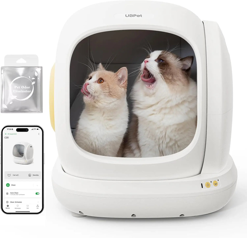 Safe UBPet C20 Big-Opening Self-Cleaning Automatic Cat Litter Tray Box, 0 Cat-trap Risk|Deodorize|Low Entry|APP Control