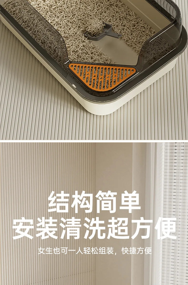 Extra Large Cat Litter Box Pet Sandbox Splashproof Cat Tray Cat Toilet Cleaning Basin Supplies Pet Toilet Kitten Tray Bedpan