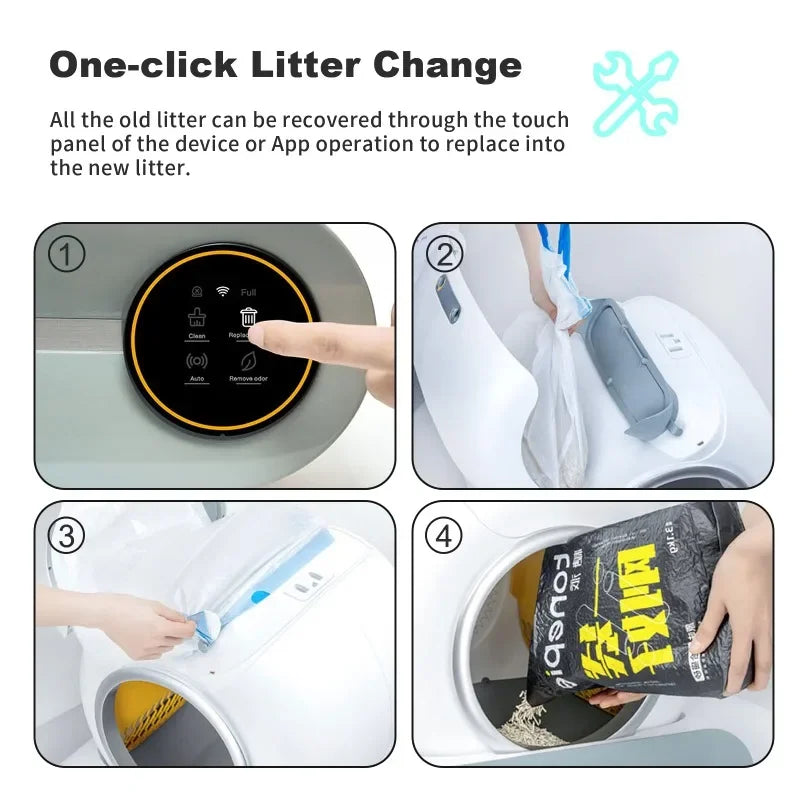 Tonepie Automatic Smart Cat Litter Box Self Cleaning App control  Pet Toilet Litter Tray Ionic Deodorizer Pet  Arenero Gato 65L