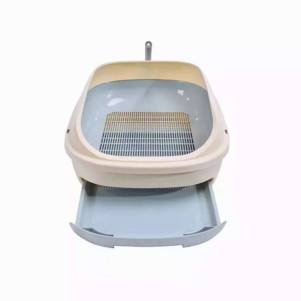 New Semi-closed Grid Drawer Double Cat Litter Pan Easy To Cleaning Extra Large Splash Proof for Pine Litter Pet Products