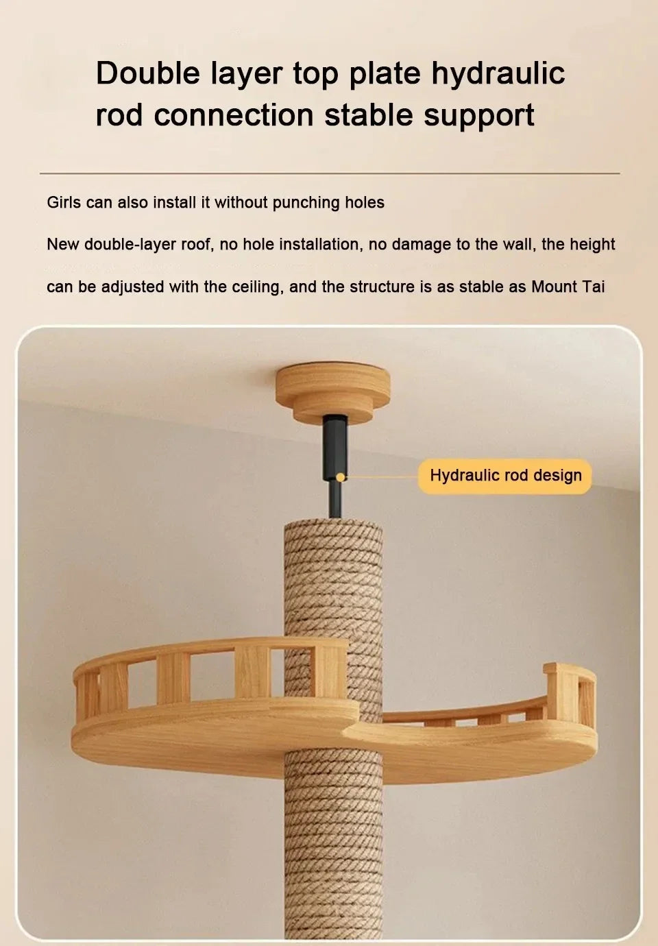 Cat Tree 5-Tier Floor to Ceiling Cat Tower Cactus Tall Climbing Tree with Scratching Post Hammock Dangling Ball for Indoor Cats