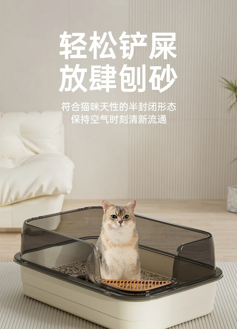 Extra Large Cat Litter Box Pet Sandbox Splashproof Cat Tray Cat Toilet Cleaning Basin Supplies Pet Toilet Kitten Tray Bedpan