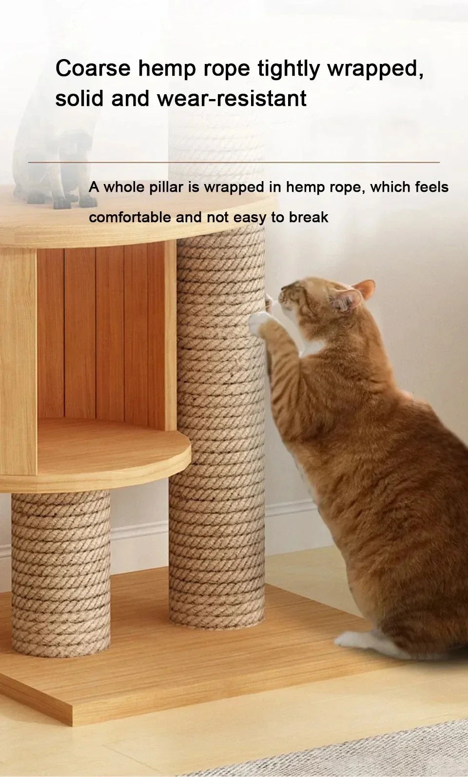 Cat Tree 5-Tier Floor to Ceiling Cat Tower Cactus Tall Climbing Tree with Scratching Post Hammock Dangling Ball for Indoor Cats